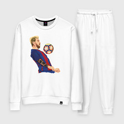 Костюм хлопковый женский Messi Barcelona, цвет: белый