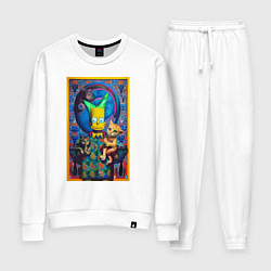 Костюм хлопковый женский Bart Simpson and cats - нейросеть - плакат, цвет: белый