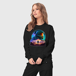 Костюм хлопковый женский Киборг и космический пейзаж, цвет: черный — фото 2