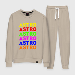 Костюм хлопковый женский Astro color logo, цвет: миндальный