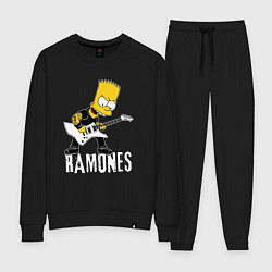 Костюм хлопковый женский Ramones Барт Симпсон рокер, цвет: черный