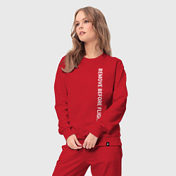 Костюм хлопковый женский Remove before flight, цвет: красный — фото 2