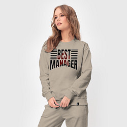 Костюм хлопковый женский Best manager надпись полукругом, цвет: миндальный — фото 2