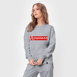 Костюм хлопковый женский Я душнила - красный, цвет: меланж — фото 2