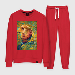 Костюм хлопковый женский Abstract Vincent van Gogh - surrealism self-portra, цвет: красный