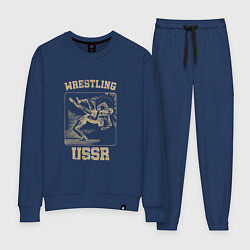 Костюм хлопковый женский Борьба СССР советский спорт, цвет: тёмно-синий