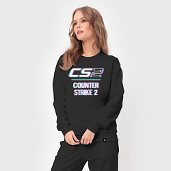 Костюм хлопковый женский Counter Strike 2 в стиле glitch и баги графики, цвет: черный — фото 2