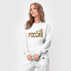 Костюм хлопковый женский Россия: в стиле хохлома, цвет: белый — фото 2