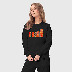 Костюм хлопковый женский Russia: в стиле хохлома, цвет: черный — фото 2