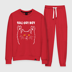 Костюм хлопковый женский Fall Out Boy rock cat, цвет: красный