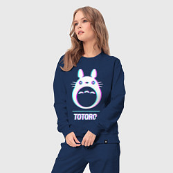 Костюм хлопковый женский Символ Totoro в стиле glitch, цвет: тёмно-синий — фото 2