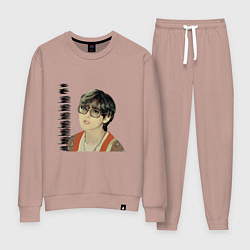 Костюм хлопковый женский Тэхен и Чонгук, цвет: пыльно-розовый