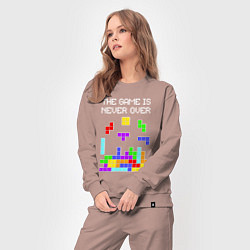 Костюм хлопковый женский Tetris - the game is never over, цвет: пыльно-розовый — фото 2