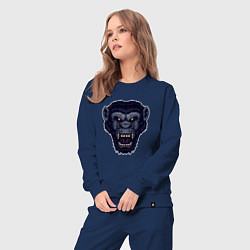 Костюм хлопковый женский Синий разгневанный обезьян, цвет: тёмно-синий — фото 2