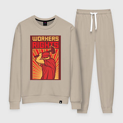 Костюм хлопковый женский Права работников, цвет: миндальный