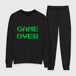 Костюм хлопковый женский Серо-зеленый game over, цвет: черный