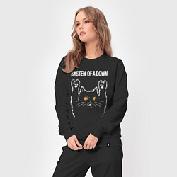 Костюм хлопковый женский System of a Down rock cat, цвет: черный — фото 2