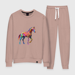 Костюм хлопковый женский Конь геометрик, цвет: пыльно-розовый
