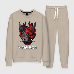 Костюм хлопковый женский Samurai logo, цвет: миндальный