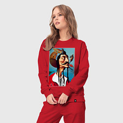 Костюм хлопковый женский Портрет Сальвадора Дали - нейросеть, цвет: красный — фото 2