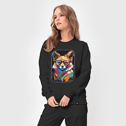 Костюм хлопковый женский Abstract Colorful Fox, цвет: черный — фото 2