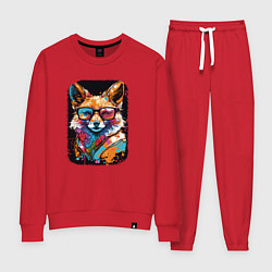 Костюм хлопковый женский Abstract Colorful Fox, цвет: красный