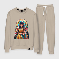 Костюм хлопковый женский Ай хоширо - витраж, цвет: миндальный