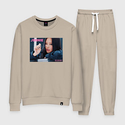 Костюм хлопковый женский Blackpink Fire Jennie, цвет: миндальный