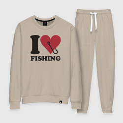 Костюм хлопковый женский I love fishing, цвет: миндальный