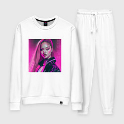 Костюм хлопковый женский Blackpink Lisa аниме рисунок, цвет: белый