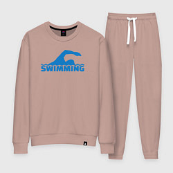 Костюм хлопковый женский Swimming sport, цвет: пыльно-розовый