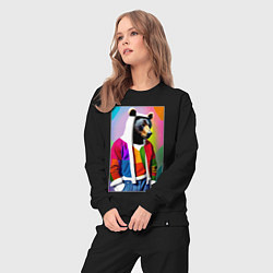 Костюм хлопковый женский Baer fashionista - pop art - neural network, цвет: черный — фото 2