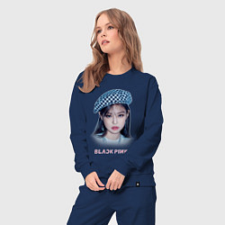 Костюм хлопковый женский Jennie Blackpink, цвет: тёмно-синий — фото 2