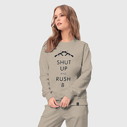 Костюм хлопковый женский Shut up and rush b, цвет: миндальный — фото 2