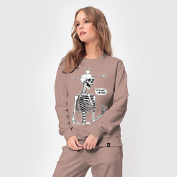 Костюм хлопковый женский Skeleton - i am fine, цвет: пыльно-розовый — фото 2