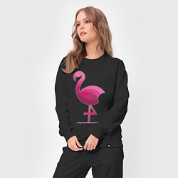 Костюм хлопковый женский Фламинго минималистичный, цвет: черный — фото 2
