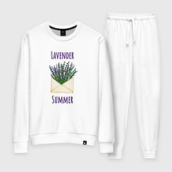 Костюм хлопковый женский Lavender Summer - букет лаванды в конверте, цвет: белый