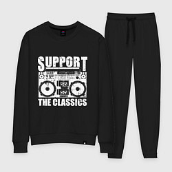 Костюм хлопковый женский Support the classic, цвет: черный