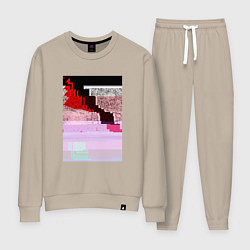 Костюм хлопковый женский Abstract glitch, цвет: миндальный