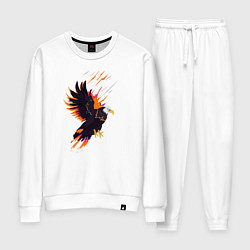 Костюм хлопковый женский Орел парящая птица абстракция, цвет: белый