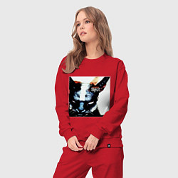 Костюм хлопковый женский Slipkat Meowa, цвет: красный — фото 2