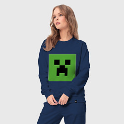 Костюм хлопковый женский Minecraft creeper face, цвет: тёмно-синий — фото 2