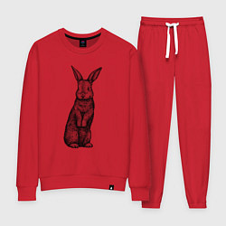 Костюм хлопковый женский Кролик стоит, цвет: красный