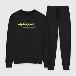 Костюм хлопковый женский Cyberpunk 2077 phantom liberty logo v1, цвет: черный