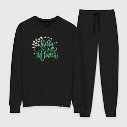 Костюм хлопковый женский Hello winter green, цвет: черный