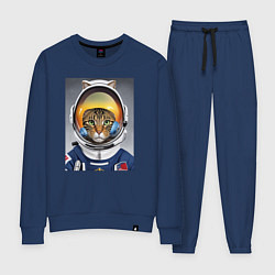 Костюм хлопковый женский Кот в костюме астронавта, цвет: тёмно-синий