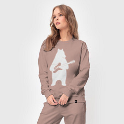 Костюм хлопковый женский Мишутка гитарист, цвет: пыльно-розовый — фото 2