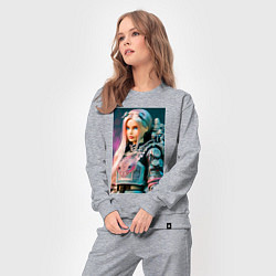 Костюм хлопковый женский Barbie - cyberpunk - neural network, цвет: меланж — фото 2