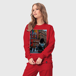 Костюм хлопковый женский MoMo - Лондон, цвет: красный — фото 2