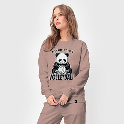 Костюм хлопковый женский Panda volleyball, цвет: пыльно-розовый — фото 2